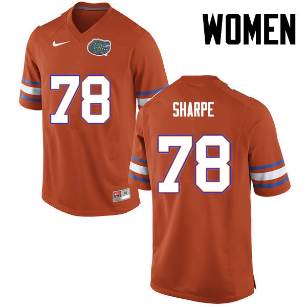 Women Florida Gators #78 David Sharpe College Football Jerseys-Orange